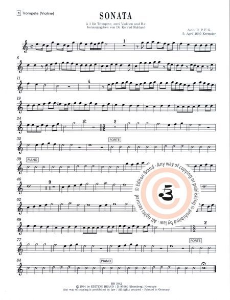 R.P.F.G<br>»Sonata à 3« für (Natur-)Trompete, 2 Violinen und Basso continuo – Bild 4