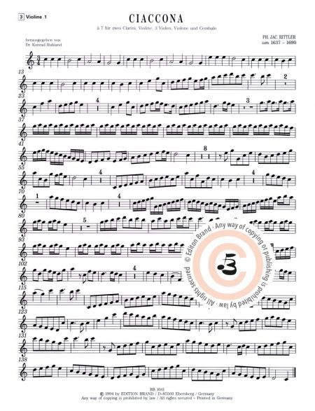 Philipp Jacob Rittler<br>»Ciaccona à 7« für 2 Trompeten, 2 Violinen, 2 Violen, Violoncello und Cembalo – Bild 3