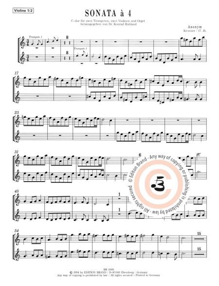 Anonymus<br>»Sonata à 4« für 2 Trompeten, Streicher und Basso continuo – Bild 4