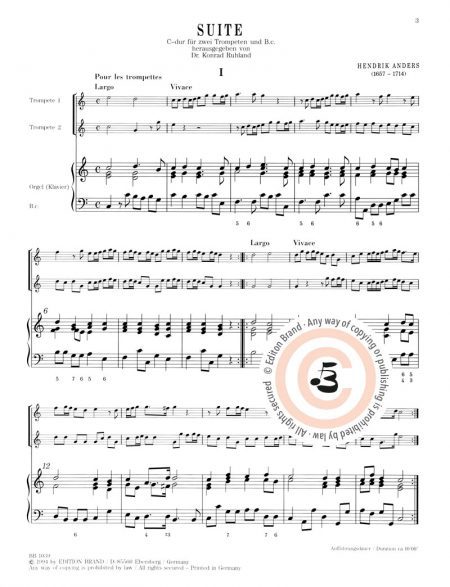 Hendrik Anders<br>Suite C-Dur für 2 Naturtrompeten und Orgel (Klavier) – Bild 2