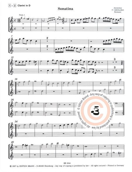 Anonymus<br>»Sonatina« für 2 (Natur-)Trompeten, 2 Violen und Continuo – Bild 3