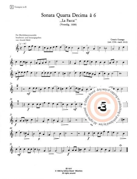 Cesario Gussago<br>»Sonata Quarta Decima« für 3 Trompeten und 3 Posaunen – Bild 3