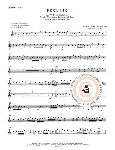 Marc Antoine Carpentier<br>Prelude aus »Te Deum laudamus« für 3 Trompeten, Pauken und Orgel – Bild 3