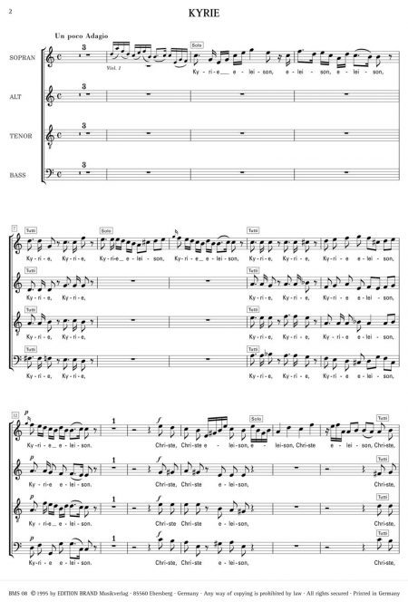 Johann Michael Haydn<br>Missa in honorem Sanctae Ursulae, »Chiemseemesse«,<br>für Soli, 4-sti. gemischten Chor, 2 Trompeten, Pauken, <br>2 Violinen und Basso continuo (Chorpartitur) – Bild 2