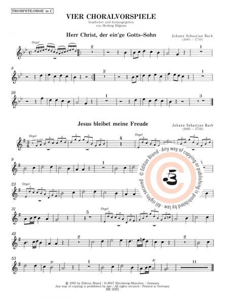 Johann Sebastian Bach<br>4 Choralvorspiele für Trompete und Orgel – Bild 3