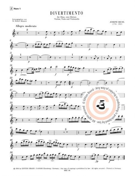 Joseph Willibald Michl<br>Divertimento für Oboe, 2 Hörner, Violine, Viola und Violoncello – Bild 4