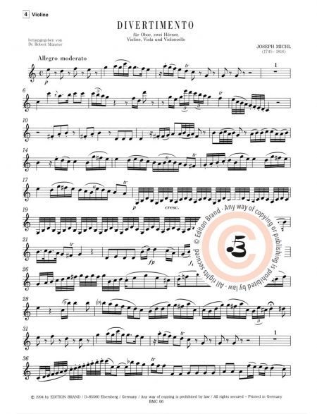 Joseph Willibald Michl<br>Divertimento für Oboe, 2 Hörner, Violine, Viola und Violoncello – Bild 5
