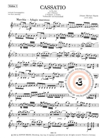 Michael Haydn<br>Cassatio Es-Dur für 2 Hörner, 2 Violinen, 2 Violen und Violoncello – Bild 3