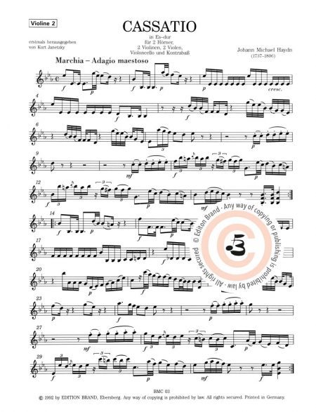 Michael Haydn<br>Cassatio Es-Dur für 2 Hörner, 2 Violinen, 2 Violen und Violoncello – Bild 4